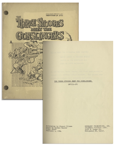 Moe Howard Personally Owned Script for The Outlaws IS Coming!